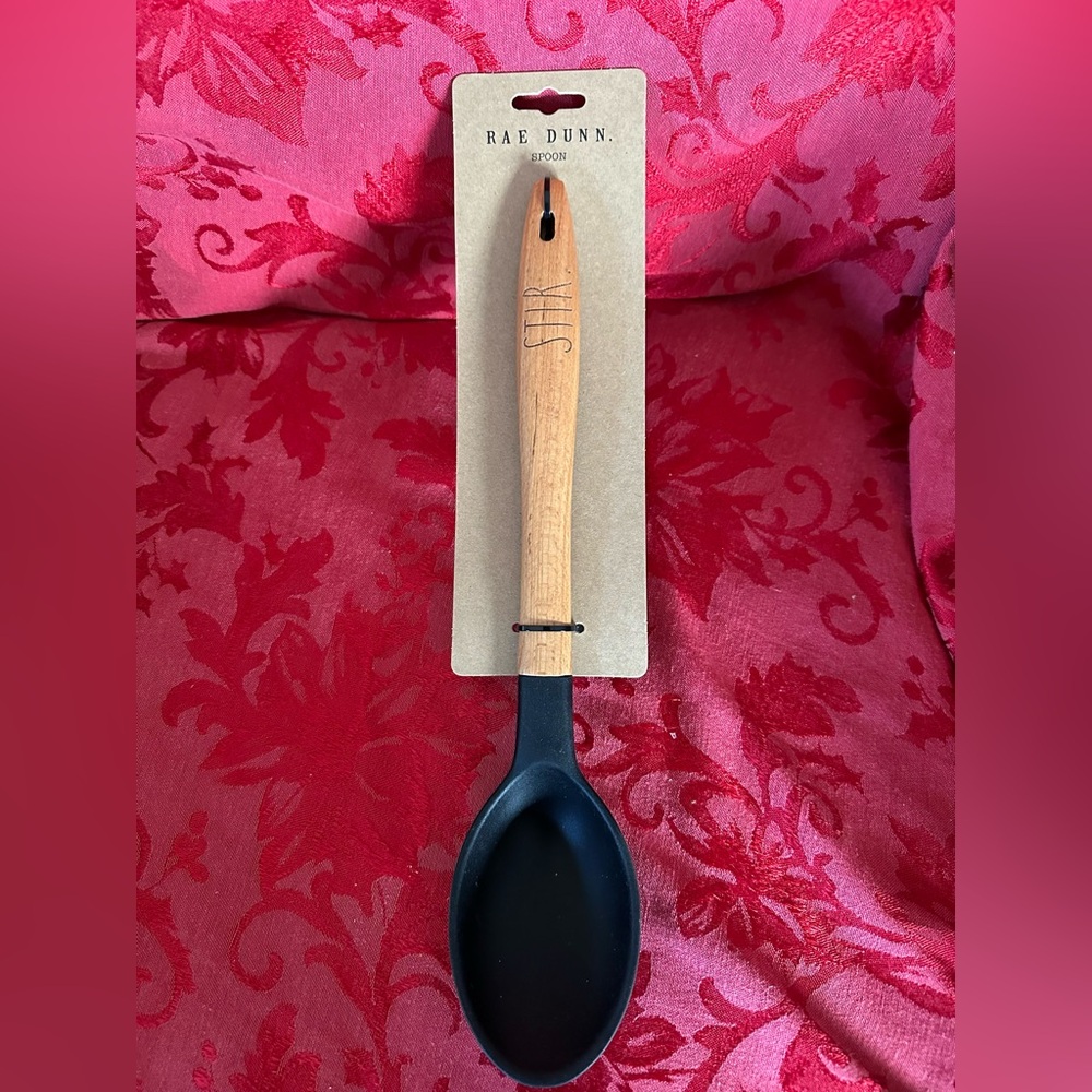 π΅ 3/$15 Rae Dunn Silicone Black Stir Spoon with wood handle (see description)